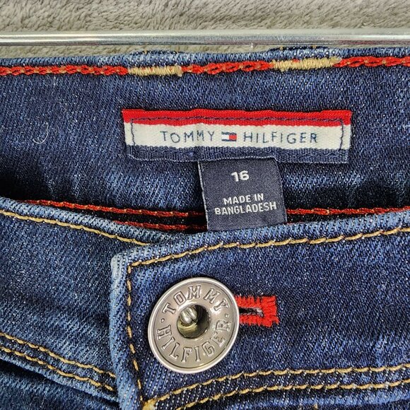 Womens Tommy Hilfiger Slim Straight Denim Blue Jeans Cotton Blend Hi Rise 16 - Picture 4 of 11
